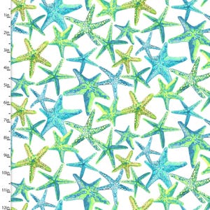 Sandsational - Starfish Toss by 3 Wishes Fabric // Quilting Fabric // 100% Cotton // Coral Reef Fabric