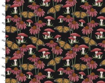 Autumn Meadow - Flowers of the Forest by 3 Wishes Fabrics // Quilting Cotton // Cotton Woven // 100% cotton // Mushroom Fabric