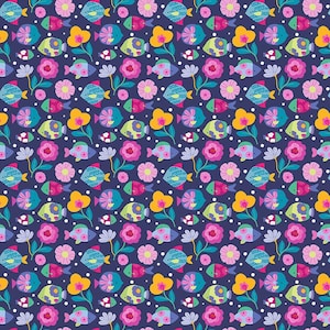 Make Waves So-Fish-Ticated by Dear Stella Fabrics // Quilting Cotton // Cotton Woven // 100% cotton // Fish Fabric