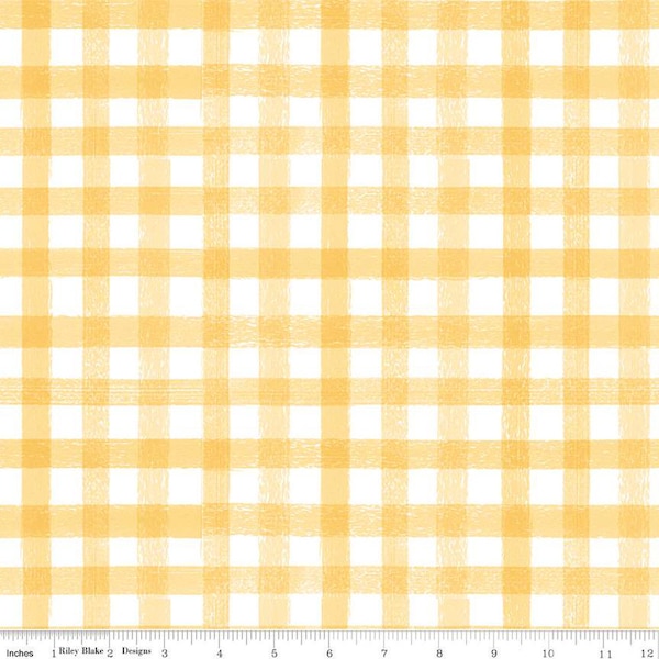 Homemade - Sunshine Gingham by Riley Blake Fabric // Quilting Cotton // Cotton Woven // 100% cotton // Yellow Plaid Fabric