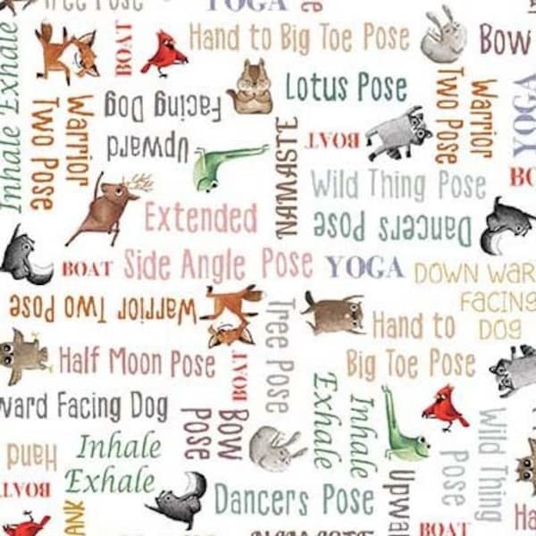 Now and Zen Yoga Poses by Michael Miller Fabrics // 100% cotton // Quilting Fabric // Animal Doing Yoga