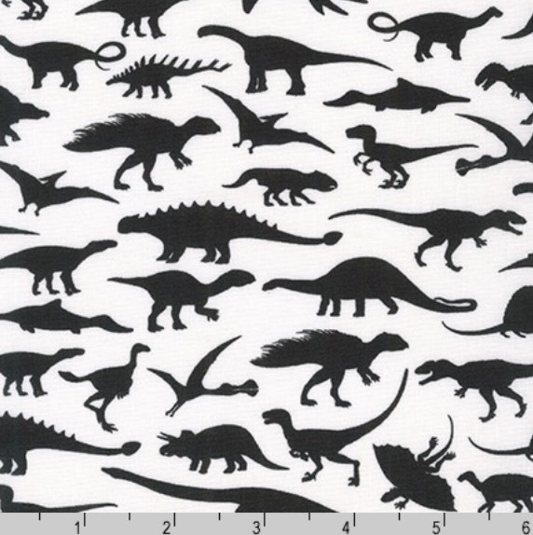 Alphabetosaurus Black Dinos by Robert Kaufman Fabric // Quilting Cotton ...