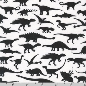 Alphabetosaurus Black Dinos by Robert Kaufman Fabric // Quilting Cotton // Cotton Woven // 100% cotton // Dinosaur Fabric