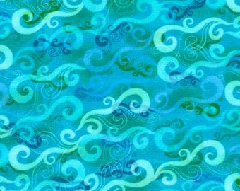 Oceanica Waves Ocean by Robert Kaufman Fabrics // 100% quilting cotton // Ocean Fabric // Underwater Fabric