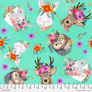 Magic Friends Sweet Portraits by Freespirit Fabrics // Quilting Cotton // Cotton Woven // 100% cotton // Woodland Fabric