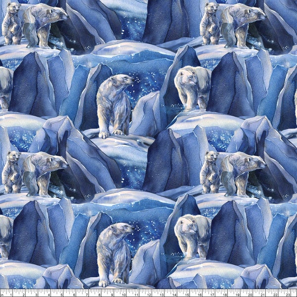 Polar Frost - Bears by Northcott // Quilting Cotton // Cotton Woven // 100% cotton // Arctic Fabric