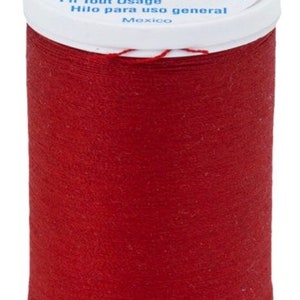 May include: A spool of red Coats Dual Duty XP all-purpose thread. The spool is labeled with 250 yards (229 meters) and is for general use.