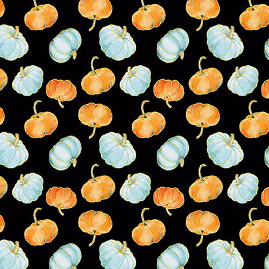 Henry Glass Pumpkin Kisses - Tossed Small Pumpkins Fabric// Quilting ...