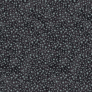 Puede incluir: Un fondo gris oscuro con un patr&oacute;n repetitivo de peque&ntilde;as estrellas blancas y lunas crecientes.