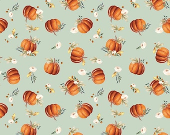 Riley Blake Shades of Autumn Pumpkins Tea Green // 100% cotton // Quilting Fabric // Fall Fabric // Pumpkin Fabric