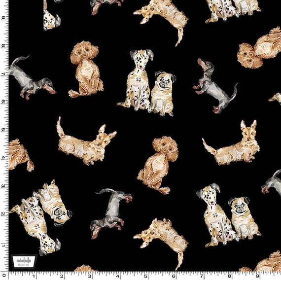 Michael Miller Paws Up! Dog Friendly Black Fabric // Quilting