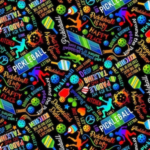 Timeless Treasures - Pickleball Fabric // Quilting Cotton // Cotton Woven // 100% cotton // Sports Fabric
