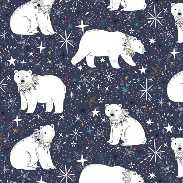 Arctic Main Polar Bears Navy by Dashwood Studios Fabric // Quilting Cotton // Cotton Woven // 100% cotton // Tundra Fabric