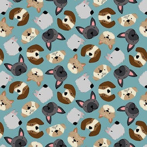 Paw-sitively Awesome Tossed Dog Heads by Studio E Fabric // Quilting Cotton // Cotton Woven // 100% cotton // Dog Fabric