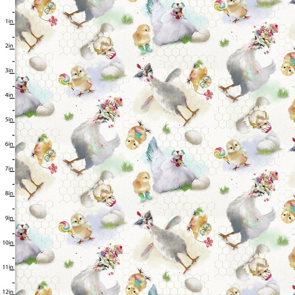 Welcome to the Funny Farm Chickens by 3 Wishes Fabrics // Quilting Cotton // Cotton Woven // 100% cotton // Chick Fabric