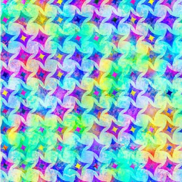 Oasis Fabrics - Cosmic Cows Diamonds // Quilting Fabric // 100% Cotton // Psychedelic Fabric