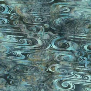 Hoffman Summer Zen Batiks Water Teal // Quilting Fabric // 100% Cotton // Nautical Batik