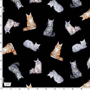 Michael Miller - Paws Up! Crafty Cats BlackFabric // Quilting Cotton // Cotton Woven // 100% cotton // Cat Fabric