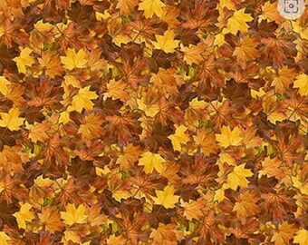 May include: A dense pattern of autumn maple leaves in shades of yellow, orange, and brown. The leaves are overlapping, creating a textured, natural background. Ideal for fall-themed designs.