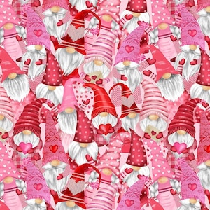 Gnomentine - Gnomes & Hearts Valentine by Timeless Treasures Fabric // Quilting Cotton // Cotton Woven // 100% cotton // Valentine&#39;s Day