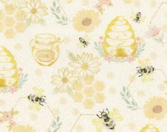 Home Sweet Home Quilting Bees by Timeless Treasures Fabric // 100% cotton // Quilting Fabric // Honeybee Fabric