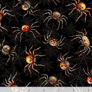 Jeepers Creepers Spiders by QT Fabrics // Quilting Fabric // 100% Cotton // Halloween Fabric