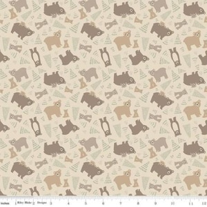 Elmer & Eloise Bears Sand by Riley Blake Fabrics // Quilting Fabric // 100% Cotton // Woodland Fabric