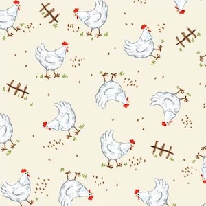My Little Farm Cluck... Cluck... Cream by Michael Miller Fabrics // Quilting Cotton // Cotton Woven // 100% cotton // Chicken Fabric