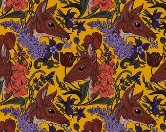 Garden Bed Deer by Freespirit Fabrics // Quilting Cotton // Cotton Woven // 100% cotton // Woodland Fabric
