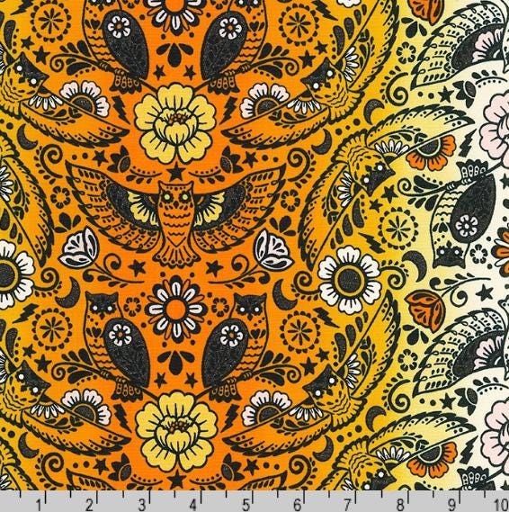 Boodacious Damask Ember by Robert Kaufman Fabrics // 100% cotton // Quilting Fabric // Halloween Owl