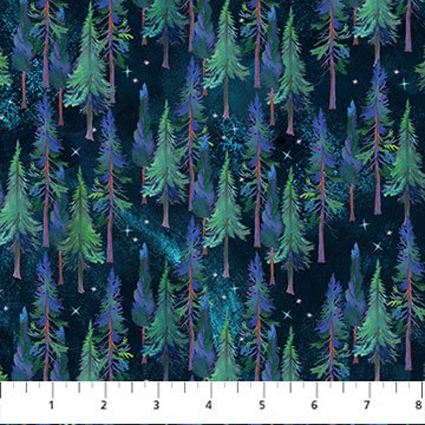 Full Moon Trees by Figo Fabric // Quilting Cotton // Cotton Woven // 100% cotton // Forest Fabric