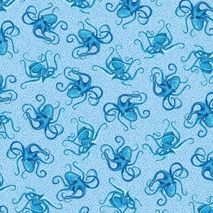 M&#39;Ocean Tossed Octopuses  by Studio E Fabrics // Quilting Cotton // Cotton Woven // 100% cotton // Sealife Fabric