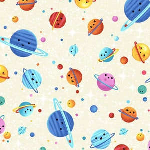 Cosmic Space Cream Fabric by Michael Miller // Quilting Cotton // Cotton Woven // 100% cotton // Planet Fabric