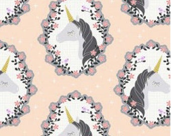 Michael Miller - Do You Believe? Light Pink Fabric // Quilting Cotton // Cotton Woven // 100% cotton // Unicorn Fabric