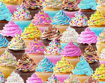 The Sweet Life - Packed Cupcakes by Timeless Treasures Fabric // 100% cotton // Quilting Fabric // Dessert Fabric