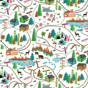 Under the Stars Camping Scenic by Timeless Treasures Fabric // Quilting Cotton // Cotton Woven // 100% cotton // Campground Fabric
