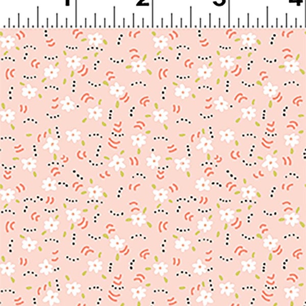 Cluck Cluck Bloom Flower Dance Light Coral by Clothworks Fabrics // Quilting Cotton // Cotton Woven // 100% cotton // Floral Fabric