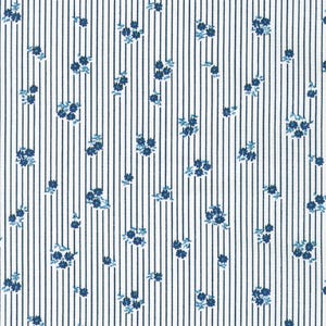 Petite Garden Blues - Navy Floral Stripe by Robert Kaufman Fabrics // Quilting Cotton // 100% cotton woven // Flower Fabric