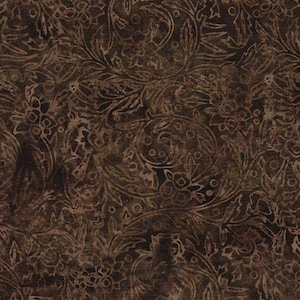 Outline Vine Brown by Island Batik // Quilting Fabric // 100% Cotton // Tone on Tone Fabric // Brown Batik