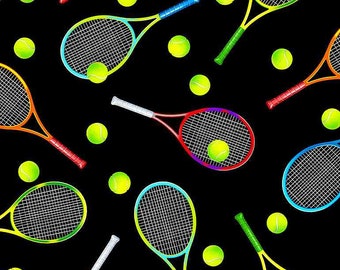 Timeless Treasures - Tossed Tennis Gear Fabric // Quilting Cotton // Cotton Woven // 100% cotton // Sports Fabric