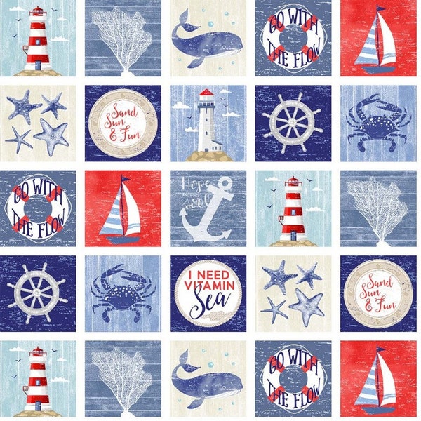 Vitamin Sea Nautical Patch by Michael Miller Fabrics // Quilting Fabric // 100% Cotton // Nautical Fabric