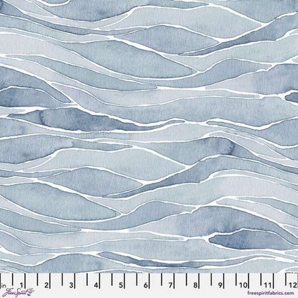 Freespirit Sea Sisters Crest Silver Blue // 100% cotton // Quilting Fabric // Water Fabric