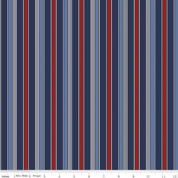 Riley Blake Picadilly Stripes Multi Fabric // Quilting Cotton // Cotton Woven // 100% cotton // Patriotic Fabric