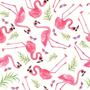Tropical Bird Bath Flamingos by Studio E Fabrics // 100 % Cotton // Quilting Fabric // Flamingo Fabric