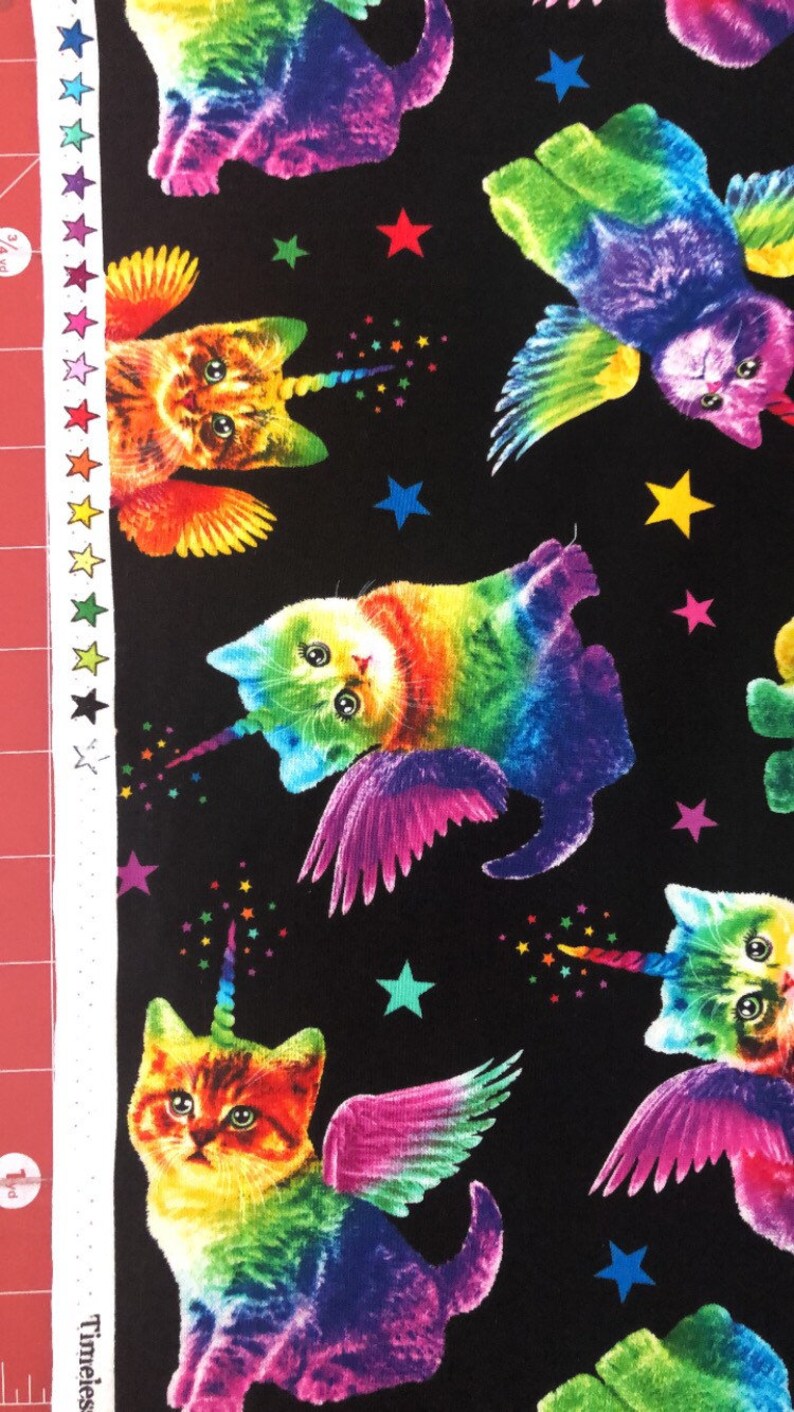 Timeless Treasures Rainbow Unicorn Cats Fabric Quilting Etsy
