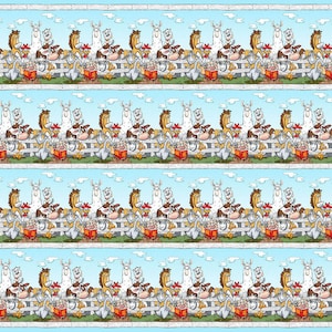 Farmyard Tails - Border Stripe by Studio E Fabrics // Quilting Cotton // Cotton Woven // 100% cotton // Farm Animals Fabric