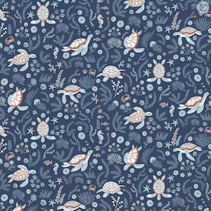 Shell we Dance? Turtley Cool by Dear Stella Fabric // Quilting Cotton // Cotton Woven // 100% cotton // Nautical Fabric // Sea Turtle Fabric