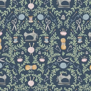 And Sew it Goes by Dear Stella Fabric // 100% cotton // Quilting Cotton // Sewing Themed Fabric