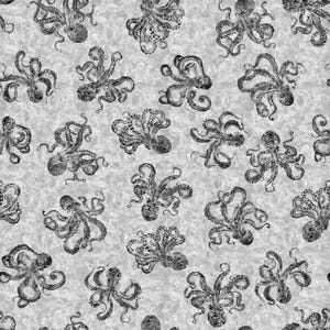 Ocean Blues - Octopus Charcoal by QT Fabrics // Quilting Fabric // 100% Cotton // Ocean Fabric // Sea Creature Fabric