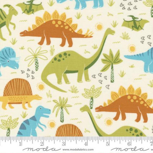 Stomp Stomp Roar Dino Stomp Bone by Moda Fabric // Quilting Cotton // Cotton Woven // 100% cotton // Dinosaur Fabric